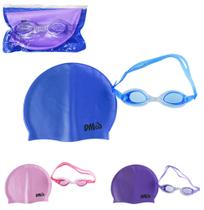Oculos de natacao com touca de silicone dm splash colors no estojo Oculos de natacao com touca de silicone dm splash colors no estojo