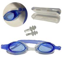 Oculos de Natacao em Silicone Lentes Cor Azul com Estojo Bel