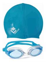Óculos De Natação Essential Azul + Touca De Natação Silicone Azul - Vollo Sports