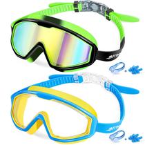 Óculos de natação Freela Kids de 3 a 15 anos com proteção UV preto/verde/azul