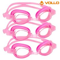 Óculos de natação infantil classic rosa vollo sports - 3 unidades