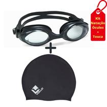 Óculos de Natação Preto Vollo + Touca de Natação Silicone