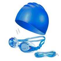 Óculos De Natação Rosa + Touca Silicone Hidro Jovem Adulto Óculos De Natação Rosa + Touca Silicone Hidro Jovem Adulto