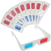 Óculos de papel 3D LYMGS com lente vermelha/ciano, moldura branca, 10 pares