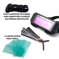 Óculos de Proteção + 5 Lentes Extras para Solda com Escurecimento Automático - Alta Resistência a Impactos, Qualidade e Lente Antiembaçante