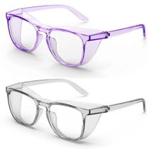 Óculos de segurança MEIGIX Stylish Clear Anti-Fog Anti-Scratch, pacote com 2