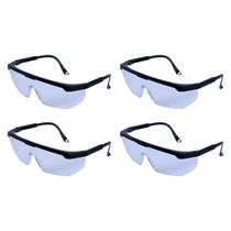 Óculos de Segurança Proteção Incolor Kit com 4 Unidades