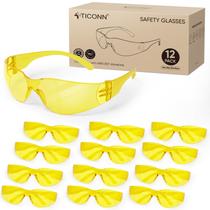 Óculos de segurança TICONN Yellow Scratch Resistentes a Impactos, Pacote com 12