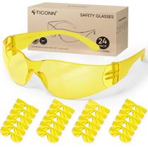 Óculos de segurança TICONN Yellow Scratch Resistentes a Impactos, Pacote com 24 Óculos de segurança TICONN Yellow Scratch Resistentes a Impactos, Pacote com 24