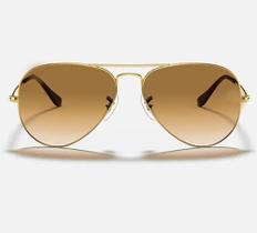 Óculos de Sol 3025 Aviador Dourado Marrom Dégrade CristaL Antiriscos com Proteção uv400 - VISAOTICA
