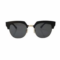 Óculos de sol Acetato Metal Preto Fosco lente Cinza UV
