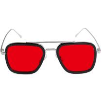 Óculos de Sol AIEYEZO Tony Stark - Estilo Vintage Quadrado com Armação de Metal Óculos de Sol AIEYEZO Tony Stark - Estilo Vintage Quadrado com Armação de Metal