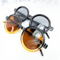 Óculos de sol armação redonda grossa detalhe pontinhos metal estilo elegante CÓD:4922-142