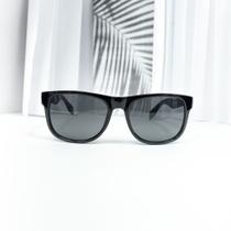 Óculos de sol armação retangular preto detalhe haste cinza metalizado CÓD:A6846 UV400 alta qualidade