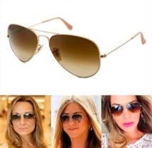 Óculos De Sol Aviador 3025 3026 Unissex Dourado Marrom Degrade Uv400 Lentes de Cristal Oferta