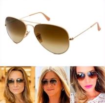 Óculos De Sol Aviador 3025 3026 Unissex Dourado Marrom Degrade Uv400 Lentes de Cristal Oferta Óculos De Sol Aviador 3025 3026 Unissex Dourado Marrom Degrade Uv400 Lentes de Cristal Oferta