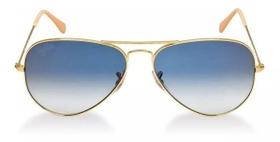Óculos de Sol Aviador 3026 Aviator Dourado - Lente Azul Degradê tamanho 62 mm.