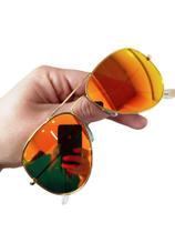 Óculos De Sol Aviador Laranja Espelhado Masculino Feminino Lentes De Cristal Proteção UV400 Barato