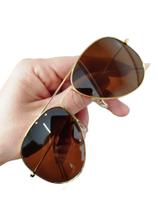 Óculos De Sol Aviador Marrom B15 Unissex Lentes De Cristal UV400 Óculos De Sol Aviador Marrom B15 Unissex Lentes De Cristal UV400