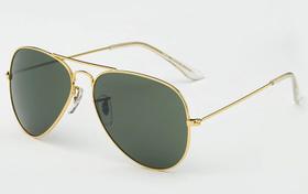 Óculos de Sol Aviador Masculino Feminino Dourado Verde G15