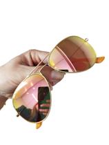 Óculos De Sol Aviador Rosa Espelhado Feminino Lentes Cristal UV400 Moda Praia