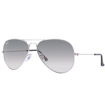 Óculos de Sol Aviator Metal Classic Standard Prata Fumê Degrade - 3025