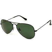 Óculos de Sol Aviator Metal Classic Standard Preto Lentes Verde - 3025