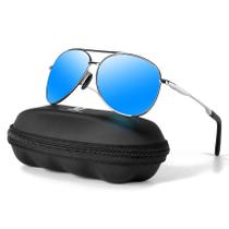Óculos de Sol Aviator MXNX MX208 - Armação Prata e Lentes Azuis