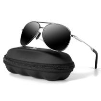 Óculos de Sol Aviator MXNX MX208 - Armação Prata e Lentes Pretas