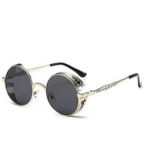 Óculos de Sol Barcur Estilo Steampunk Redondos Oculos com Proteção Uv400 Polarizados