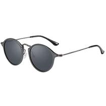Óculos de Sol Barcur Retro Redondo Design Fino e Leve SteamPunk Polarizados com Proteção uv400