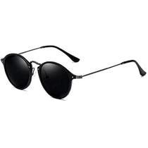 Óculos de Sol Barcur Retro Redondo Design Fino e Leve SteamPunk Polarizados com Proteção uv400