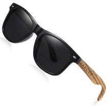 Óculos de sol Barcur Wood Polarized UV400 Black Walnut/Zebra