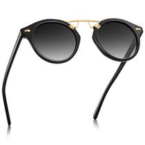 Óculos de sol CARFIA Double Bridge Small Black Acetate Polarized Óculos de sol CARFIA Double Bridge Small Black Acetate Polarized