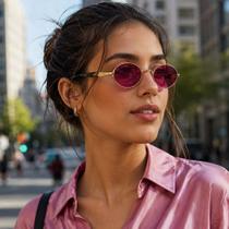 Óculos de Sol Casual Por Dios HT08503 Dourado - Rosa C7