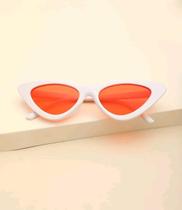 Óculos de Sol Cat Eye Branco Laranja Gatinho Retro Vintage UV400