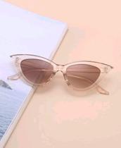 Óculos de Sol Cat Eye NEW Premium Transparente Bege Nude Gatinho Retro Vintage UV400 - SunOne