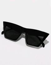 Óculos de Sol Cat Eye Quadrado Retangular Preto Grande Minimalista Futurista Street UV400UV400