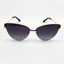 Óculos De Sol Cat Metal Dourado Proteção UV Para o Verão Polarizado Preto Fosco JHV 137