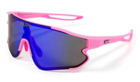 Óculos de Sol Ciclismo Feminino HUPI Bornio Rosa Lente Azul Espelhado