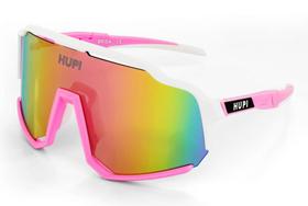 Óculos de Sol Ciclismo Hupi Brisa Branco e Rosa Lente Rosa Espelhado Feminino