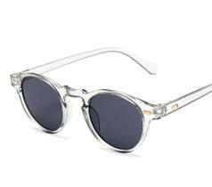 Óculos de Sol Cinza Transparente Redondo Oval Retro Vintage UV400