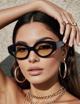 Óculos de sol Claro Lente Moda Blogueira oval moda feminino Óculos de sol Claro Lente Moda Blogueira oval moda feminino