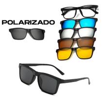 Óculos de Sol Classic com Armação Clip On 6 Em 1 Polarizado