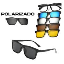 Óculos De Sol Classic Com Armação Clip On 6 Em 1 Polarizado