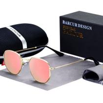 Óculos de Sol Clássico Retro Hexágono Metal Frame com Proteção Uv400