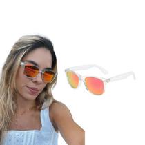 Óculos de Sol Clássico Transparente Lisboa Espelhado Laranja Leve Casual Esporte Polarizado UV400