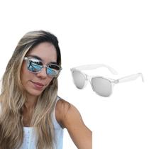 Óculos de Sol Clássico Transparente Punta Cana Espelhado Prata Leve Casual Esporte Polarizado UV400