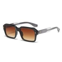Óculos De Sol Clássicos Retro Pretos Para Homens Com Rivets, Óculos De Moda De Alta Qualidade 2024