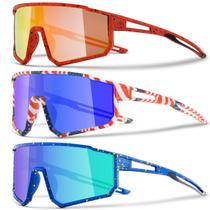 Óculos de sol CMBJJU Kids Baseball 6-14 UV400, pacote com 3